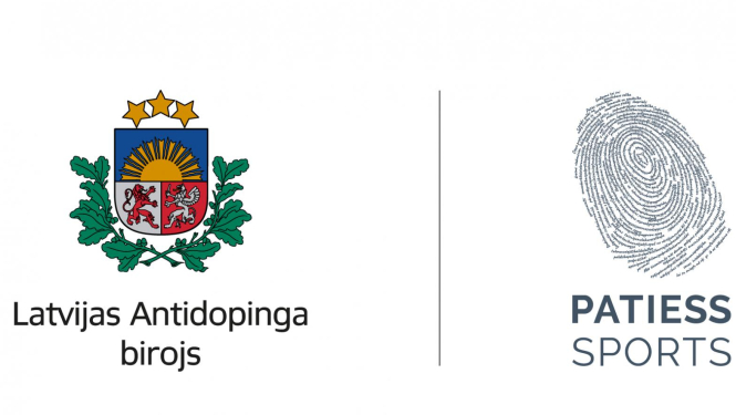 Latvijas Antidopinga biroja un Patiess Sports logo kopā